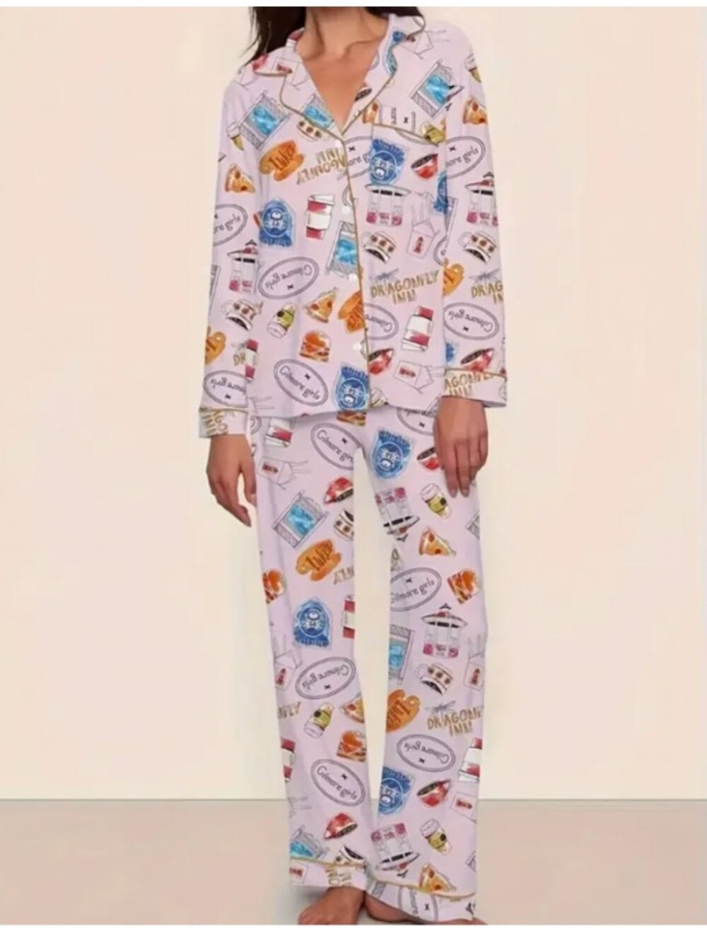 gilmore girls themed pink pajama pj set size medium nwot